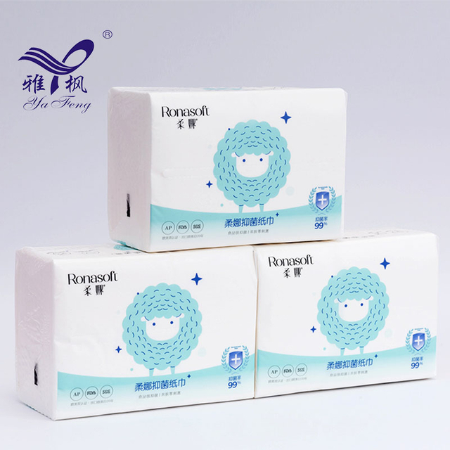 Bacteriostatic Virgin Wood Pulp Soft Pap Paper เนื้อเยื่อใบหน้า 4 Ply V-folded